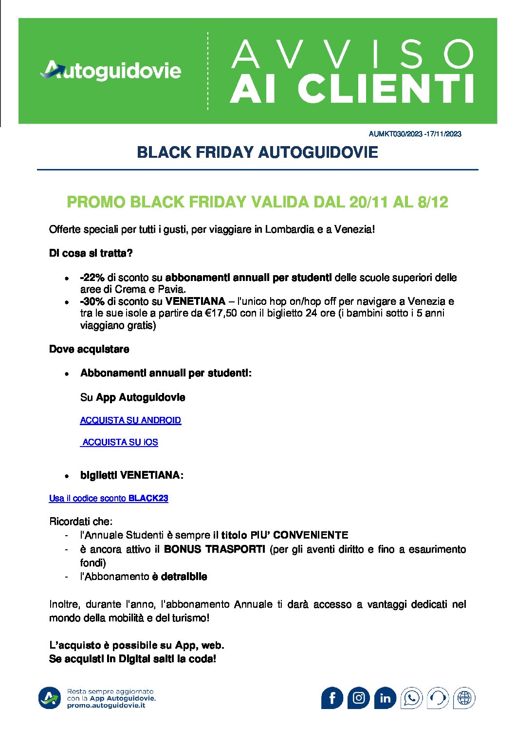 Black Friday Autoguidovie: promo valida dal 20/11 al 08/12 2023